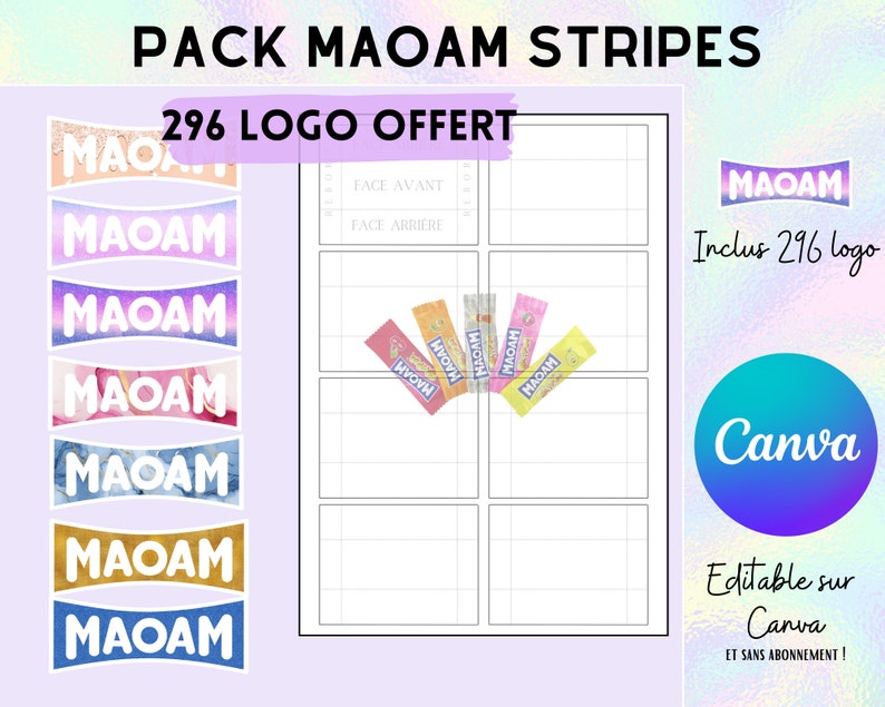 Complete model for maoam stripes packaging, template template 296 logo template images. image 1