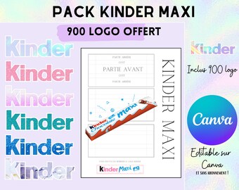 Komplettes Modell für KINDER MAXI-Verpackung, Vorlage (Vorlage) zum Download + 900 Logos