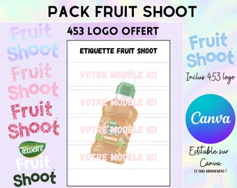 Modèle complet pour etiquette fruitshoot(gabarit) en téléchargement + 453 image de logo offert.