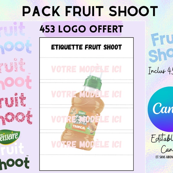 Modèle complet pour etiquette fruitshoot(gabarit) en téléchargement + 453 image de logo offert.