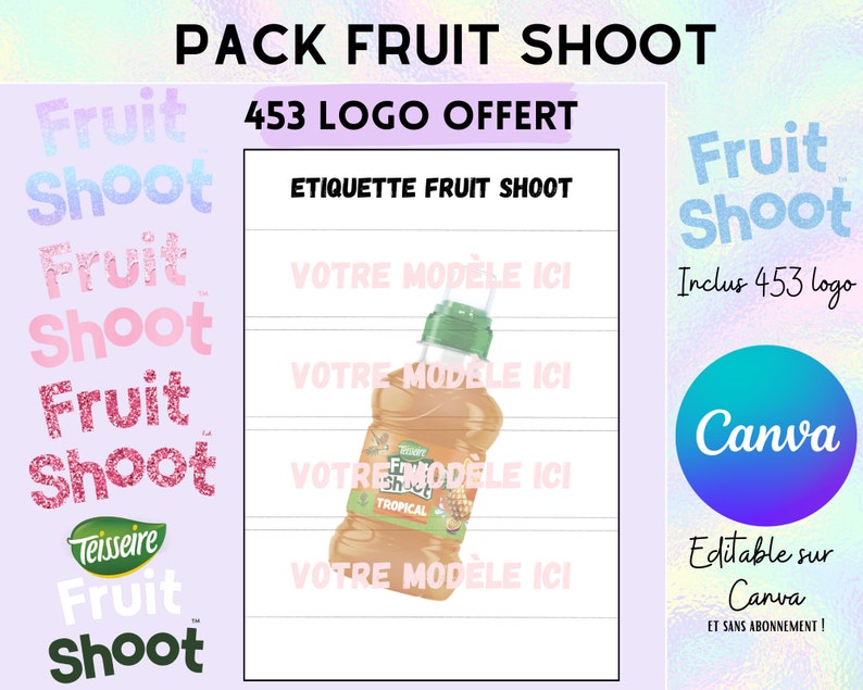 Modèle complet pour etiquette fruitshootgabarit en téléchargement 453 image de logo offert. image 1