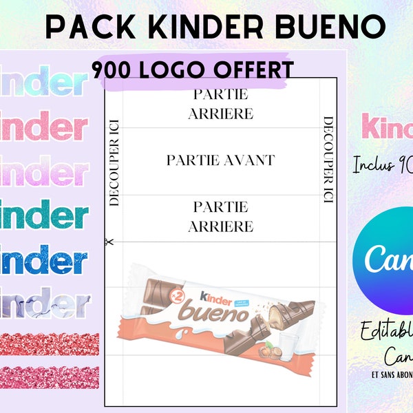 Modelo completo para empaque kinder bueno, plantilla (template) para descargar + 900 logos