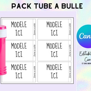 Template tube bulle de savon, pour créer vos propre tube a bulle. Canva Editable, inclus 4 modèle utilisable. image 1