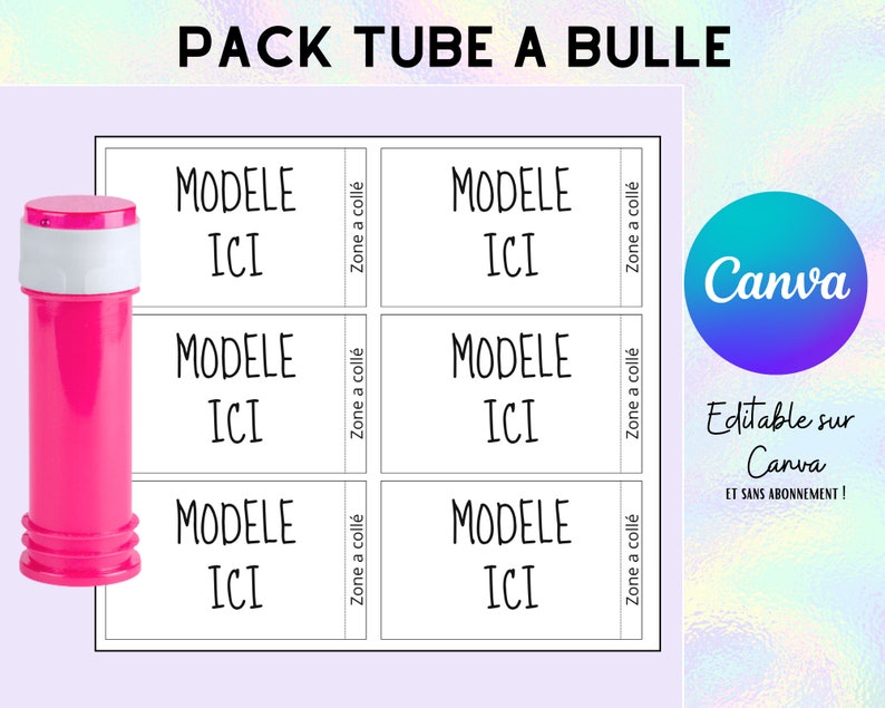 Template tube bulle de savon, pour créer vos propre tube a bulle. Canva Editable, inclus 4 modèle utilisable. 画像 1