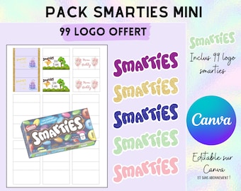 Complete model for smarties packaging, template (template) for download + 99 smarties logo template images. Included 3 models offered.