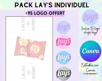 Modèle complet pour emballage Lay's individuel, template (gabarit) en téléchargement + 95 images Lay's individuel