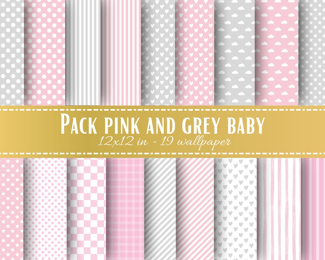 Wallpaper Baby pink and Grey, pack complet de 19 fonds. Etsy France