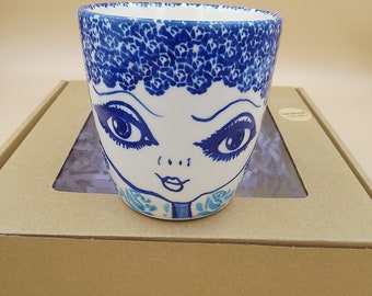 Hand-painted Blue Eye Lady mug