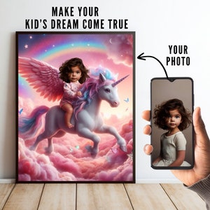 Princess Baby Riding a Unicorn,Get Your Own Princess Portrait From Your Photo,Personalized Princess Portrait,Custom Princess Portrait,Gift
