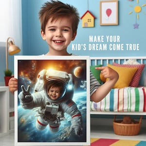 Personalized Astronaut Kid Portrait,Astronaut Kid Portrait,Custom Astronaut Kid Portrait,Astronaut Birthday Backdrop, Astronaut Invitation