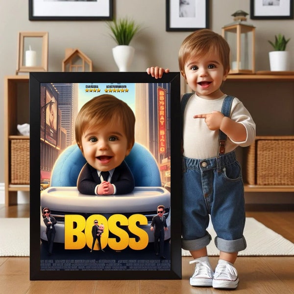 Personalisierte Boss Baby Porträt,Boss Baby Hintergrund,Benutzerdefinierte Boss Baby Geburtstag Kulisse,Boss Baby Geburtstagseinladungskarte,Boss Baby Geschenk,Geschenk