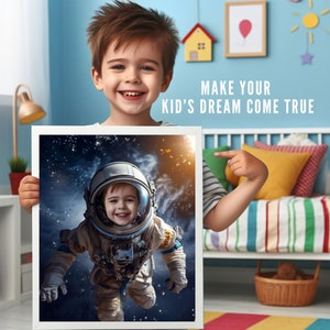 Personalized Astronaut Kid Portrait,Astronaut Kid Portrait,Custom Astronaut Kid Portrait,Astronaut Birthday Backdrop, Astronaut Invitation