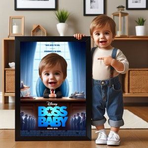 Personalisierte Boss Baby Porträt,Boss Baby Hintergrund,Benutzerdefinierte Boss Baby Geburtstag Kulisse,Boss Baby Geburtstagseinladungskarte,Boss Baby Geschenk,Geschenk