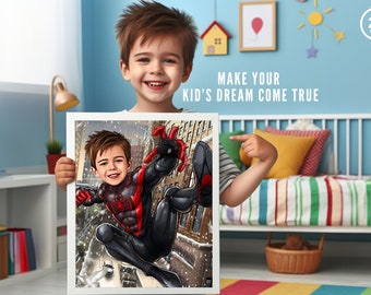 Retrato personalizado do super-herói do homem aranha, retrato personalizado do homem aranha, aniversário do homem aranha milhas morales, pano de fundo do homem aranha, presente do homem aranha