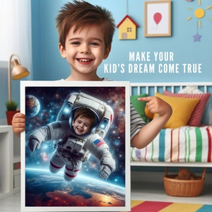 Personalized Astronaut Kid Portrait,Astronaut Kid Portrait,Custom Astronaut Kid Portrait,Astronaut Birthday Backdrop, Astronaut Invitation