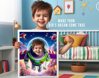 Retrato personalizado de Buzz Lightyear, retrato de Buzz Lightyear, retrato personalizado de Toy Story, obtenha seu próprio retrato de Buzz Lightyear a partir de sua foto