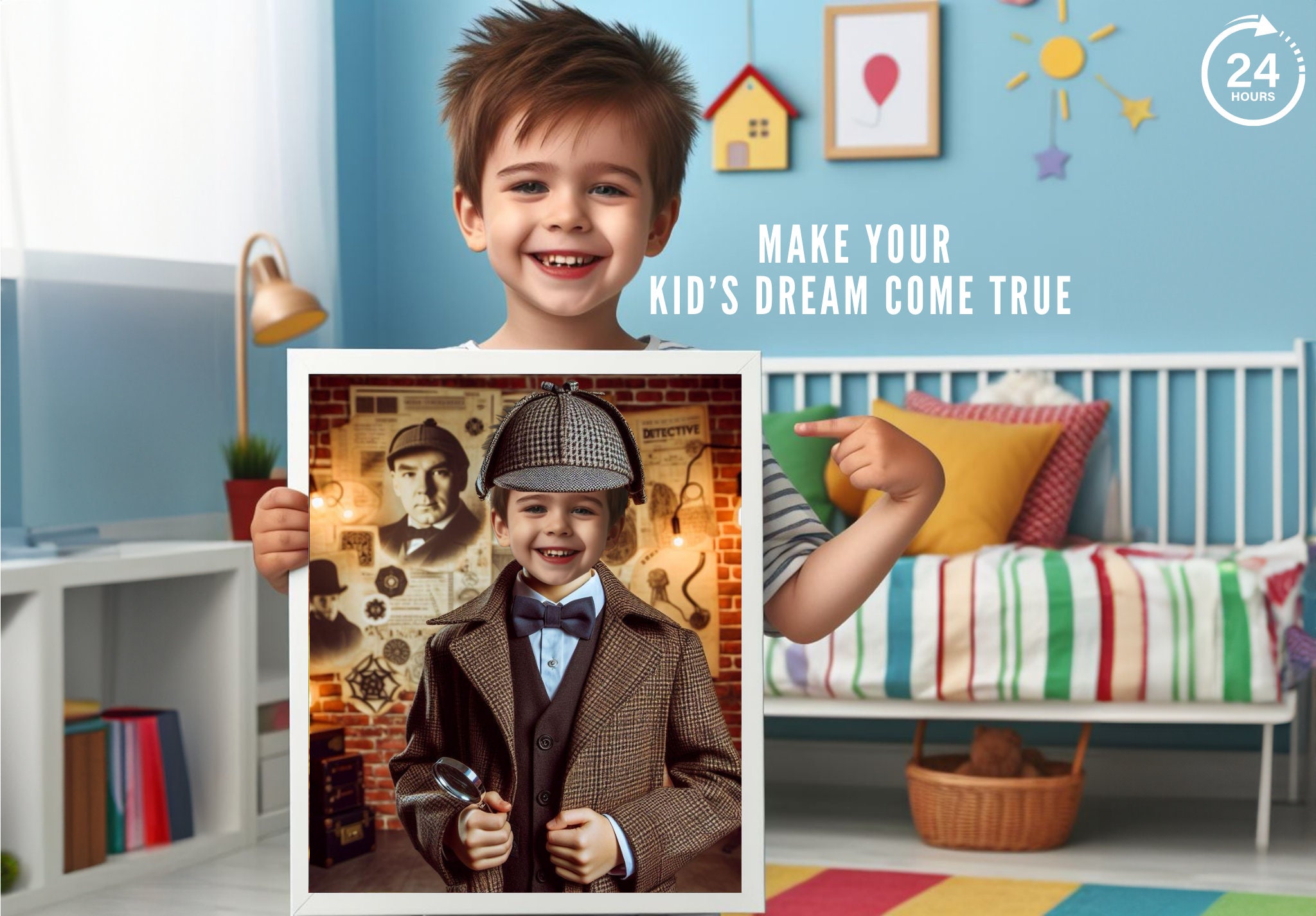 Personalized Detective Kid Portrait,Detective Kid Portrait,Custom Detective Kid Portrait,Get Your Own Detective Kid Portrait From Your Photo