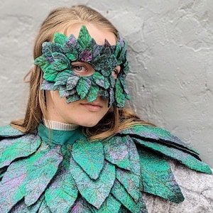 Wool Felted Leaf Mask: Fantasy Elf Druid LARP Cosplay