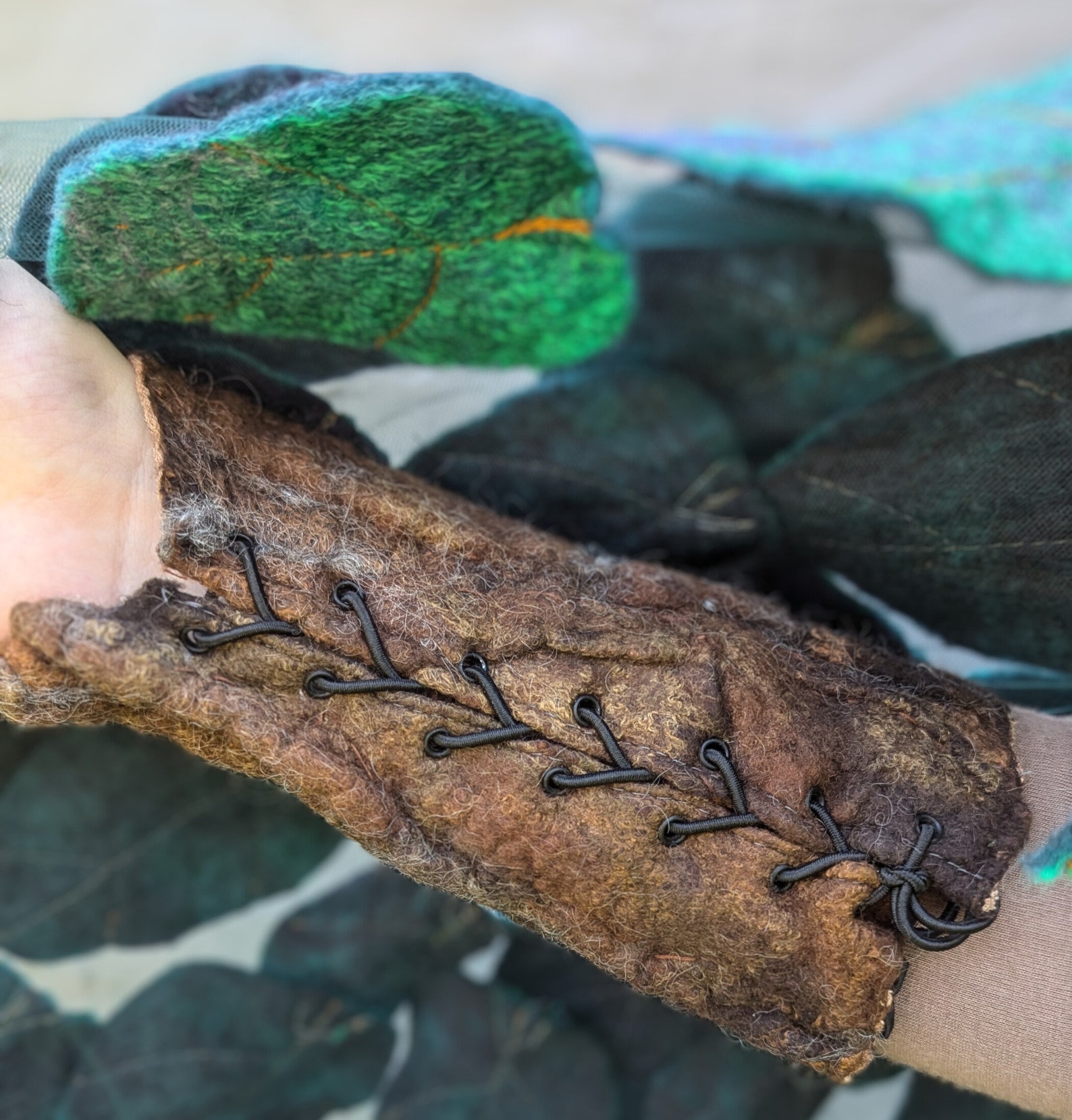 Mystic Tree Bark Bracers, Woodland Druid Armor, Forest Wool Gauntlets ...