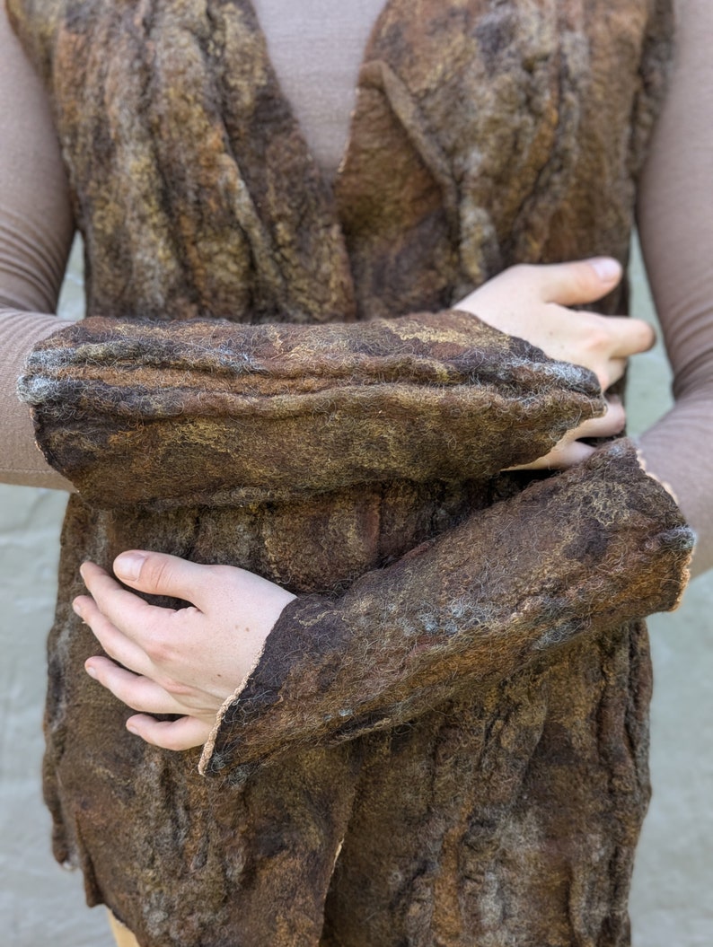 Mystic Tree Bark Bracers, Woodland Druid Armor, Forest Wool Gauntlets ...