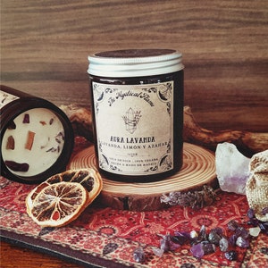 100% Vegan Handmade Soy Candle - Ritual Aromatic Candle - Witchy Candle - "Aura Lavender - Lavender, Lemon and Orange Blossom" - 145gr