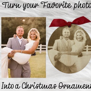 Custom Etched Wooden Christmas Ornament, Personalized photo, Lazer Etched, Christmas Gift, Christmas Ornament