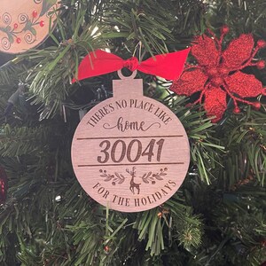 Personalized Zip Code Christmas Ornament, No Place like Home Ornament, Custom Engraved Christmas Ornament