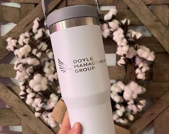 Vaso de acero inoxidable STANLEY personalizado de 30 oz con pajita y asa, vaso de acero inoxidable, grabado con láser, vaso Stanley personalizado, regalos para ella
