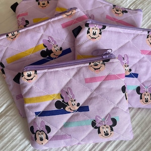 Schlüsselanhänger Geldbörse, Mini-Kupplung, Variety bag Gesteppte Reißverschlusstasche kleine Kartenhalter Kosmetiktasche Disney Print für Disney Mama's Minnie Maus