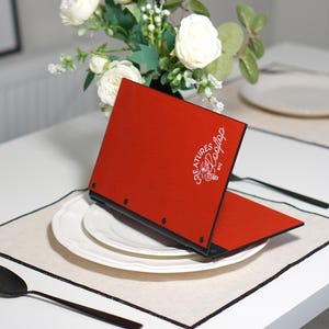 Wooden menu, Leather menu A4/US letter, A5/US half-letter, Leather Menu Cover, Custom Menu Cover, Menu Holder, Restaurant Menu Folder