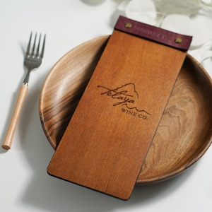Board menu, wooden menu , Leather Menu Cover, Custom Menu Cover, Menu Holder, Restaurant Menu Folder, Guest book