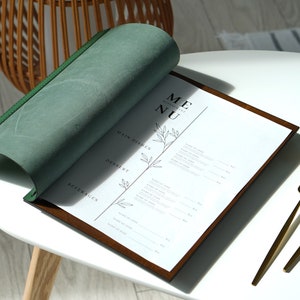 Menu board, Leather menu A4/US letter, A5/US half-letter, Leather Menu Cover, Custom Menu Cover, Menu Holder, Restaurant Menu Folder