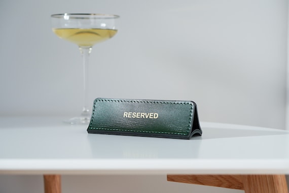 Leather Reserved Table Sign: Restaurant Wedding Decor