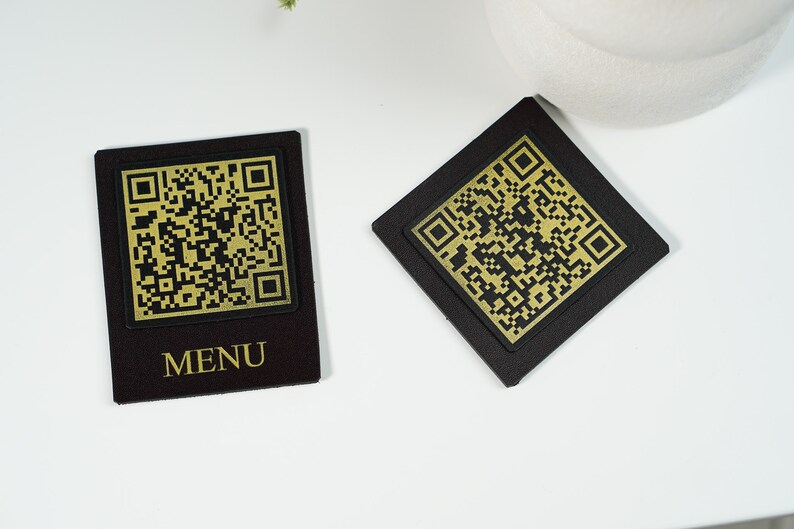 Leather QR Code Menu Sign: Restaurant Cafe Anticovid Menu - Etsy