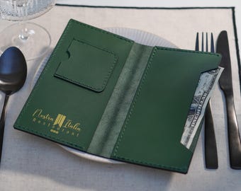 Custom Leather bill holder, Leather check holder, Leather bill holder with embossing. Check presenter for restaurant, Personalized checkbook