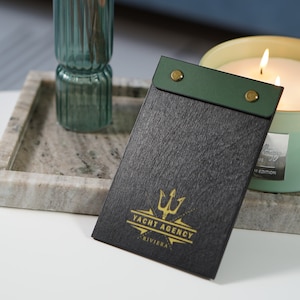 Super kleines Brett-Menü, Menü aus Holz, Leder-Menü-Abdeckung, benutzerdefinierte Menü-Abdeckung, Menü-Halter, Restaurant-Menü-Ordner, Gästebuch