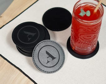 Personalized Leather Coasters: Engraved Logo, Corporate Gift