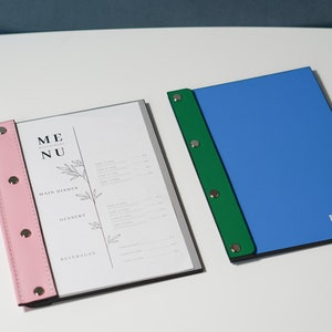 A5 size menu, wooden menu , Leather Menu Cover, Custom Menu Cover, Menu Holder, Restaurant Menu Folder, Guest book