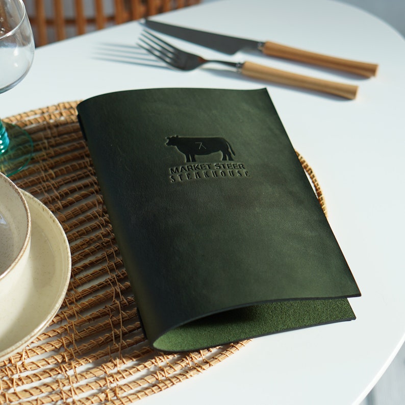 Binder Menu Holder, Custom Menu Cover A5/US Halfletter, Leather Menu