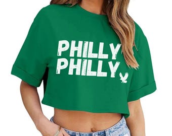 Koszulka Philadelphia Crop – Koszulka Philly Philly – Strój na mecz Eagles dla kobiet – Modna koszulka piłkarska Crop – Koszulka sportowa Philly