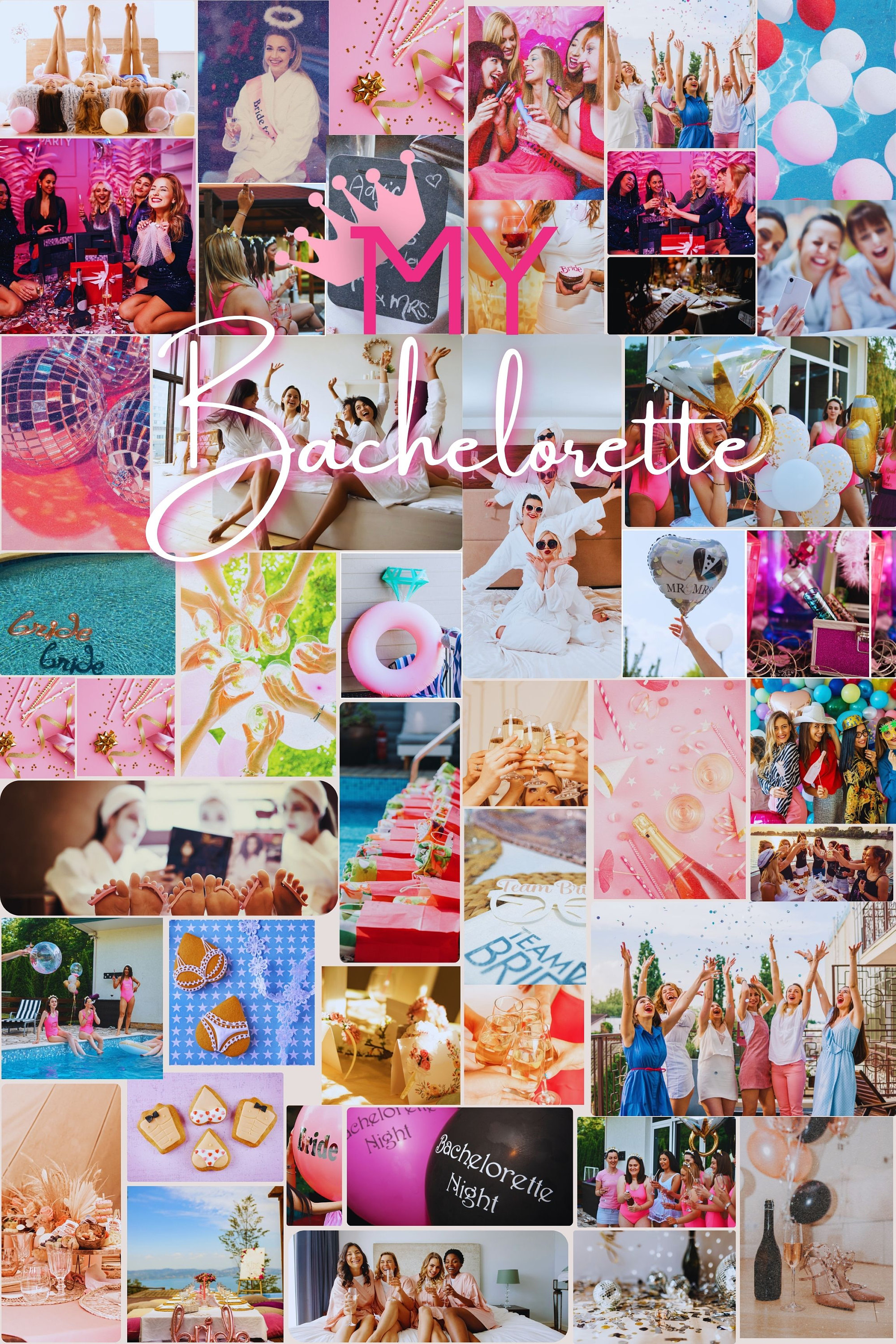 Collage of bachelorette party photos