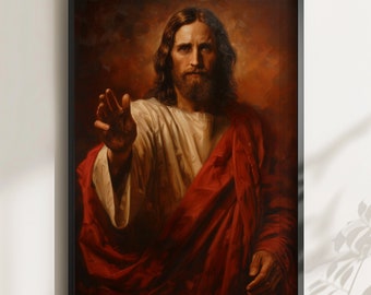 Jesus beckoning to follow him | Christian Wall Art | Printable | Christian Decor | Spiritual Painting | Jesus Digital Art | Instant Download