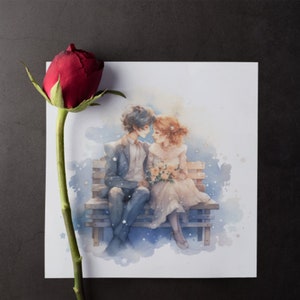 Elegant Valentine card mockup with red rose on dark background, showcasing love and romance.