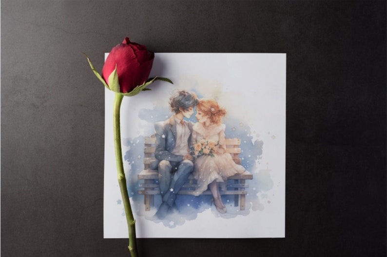 Elegant Valentine card mockup with red rose on dark background, showcasing love and romance.