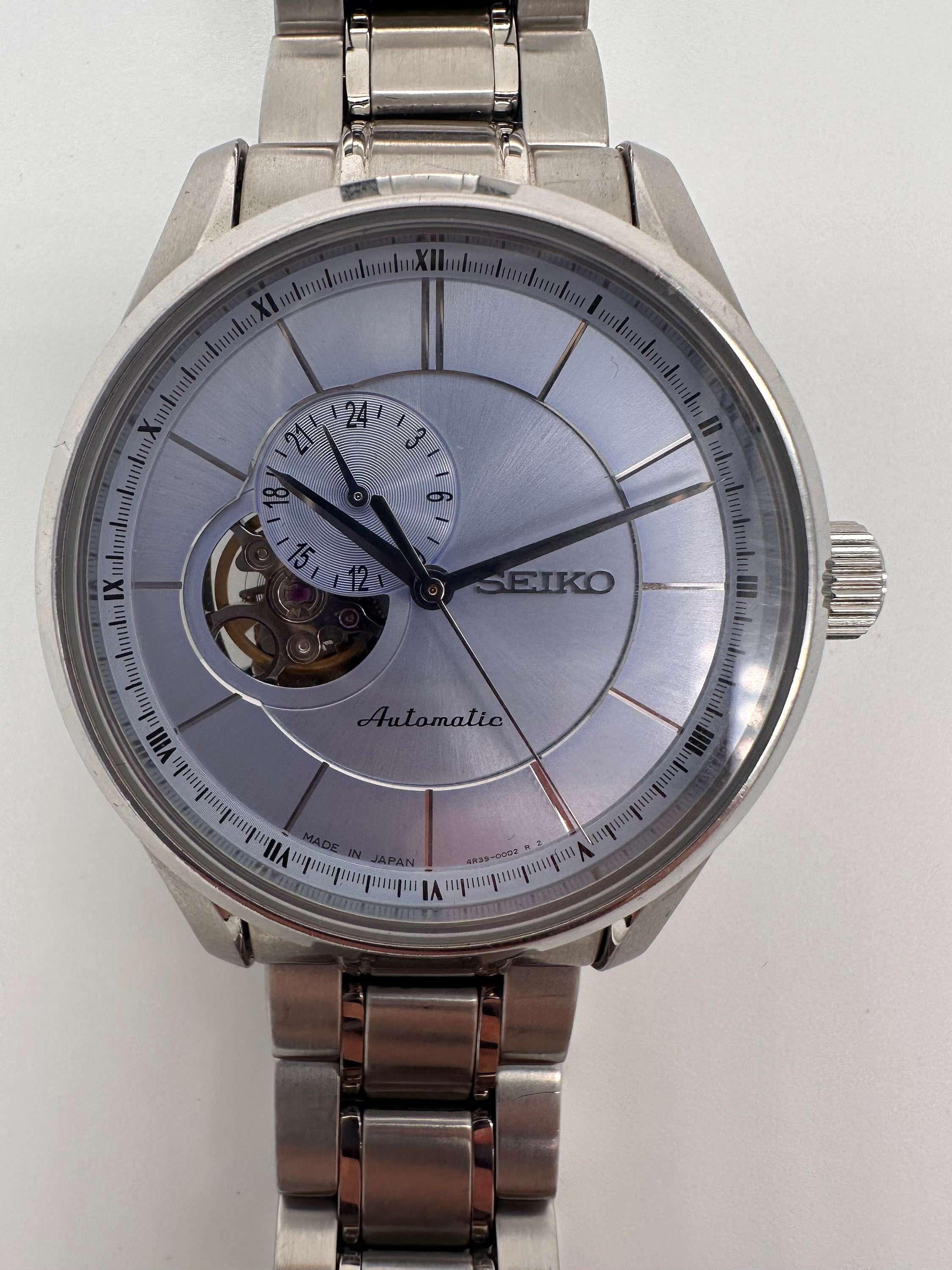 Reloj Seiko Presage Cocktail Hombre Plateado y Azul Automático SSA405J1