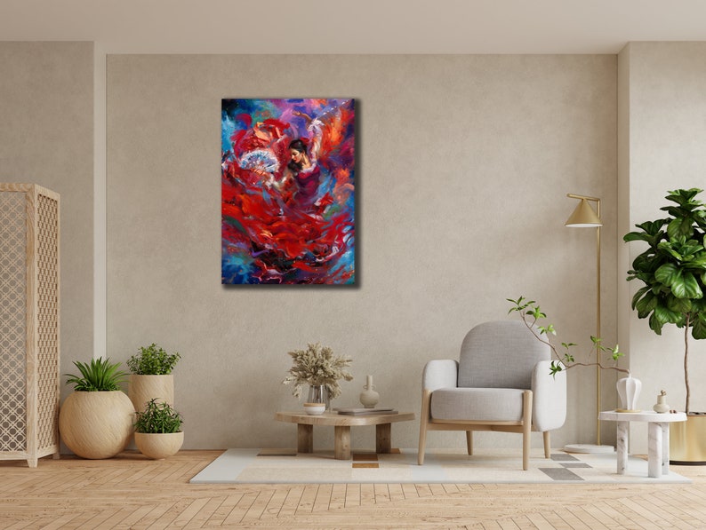Dancing Girl Wall Art, Flamenco Canvas Art, Dancer Wall Decor, Dining