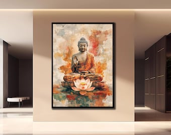 現代仏陀アートキャンバス - モダンスピリチュアル壁飾り、カラフル