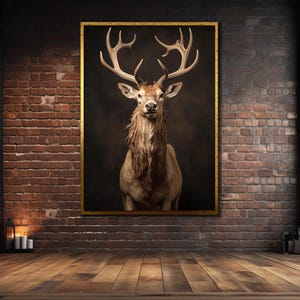 Deer Framed Canvas Print, Deer Wall Art, Animal Wall Art, Deer Canvas Wall Art, Stag Wall Art, Forest Painting, Animal Painting On Canvas