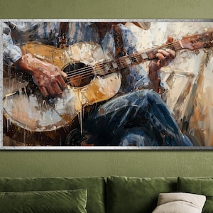 Guitarist Painting, Music Wall Art, Jazz Singer Canvas Art, Music Wall Decor, Modern Wall Art, Musical Instruments Print Art, Guitar Artwork