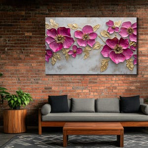 Pink Orchid Wall Art, Orchid Wall Decor, Floral Poster, Flowers Canvas Print Art, Ready to Hang, Livingroom Wall Art, Botanical Painting